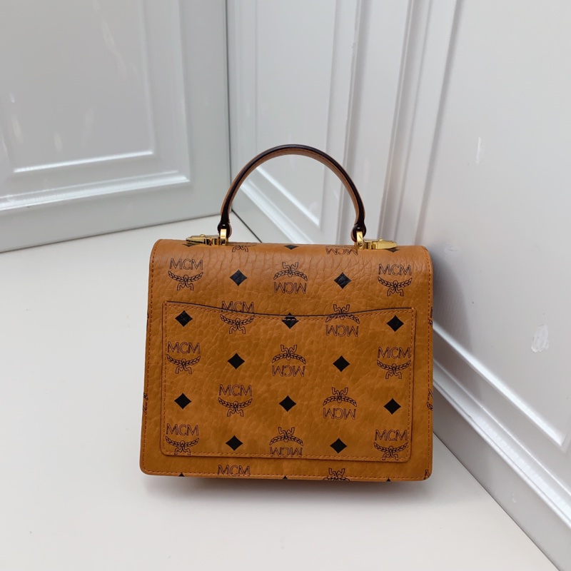 98 新Mcm 乾邑色小號郵差包 斜挎手提包-6