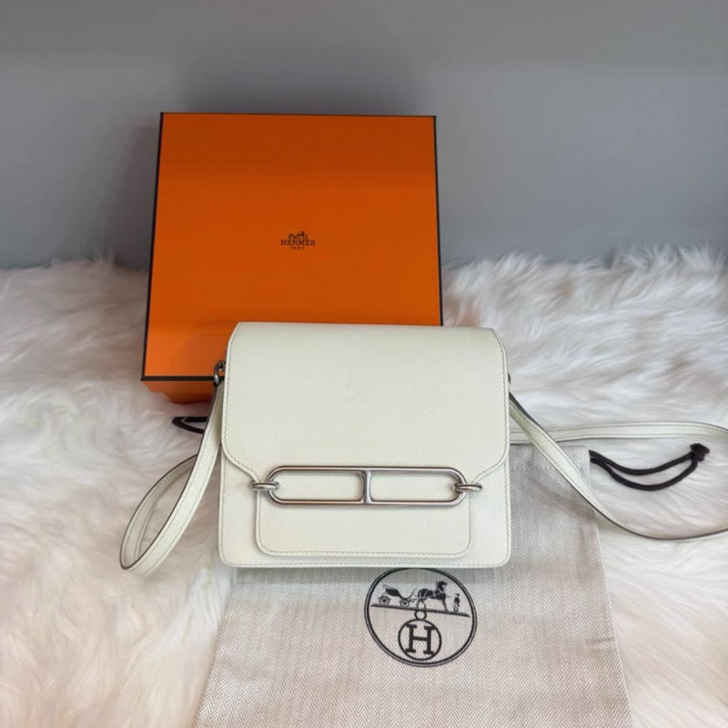 愛馬仕 豬鼻子 蘑菇白 B刻 銀扣 mini 成色99新 (23.24年購買) 全套 可以斜挎包 尺寸長18 evercolor皮-0