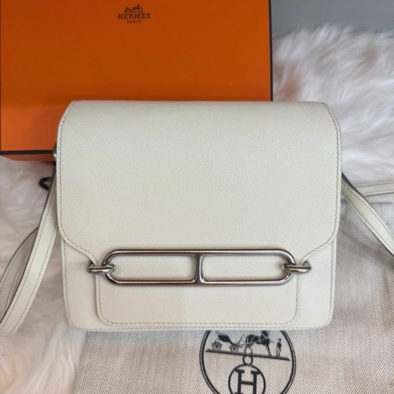愛馬仕 豬鼻子 蘑菇白 B刻 銀扣 mini 成色99新 (23.24年購買) 全套 可以斜挎包 尺寸長18 evercolor皮-3