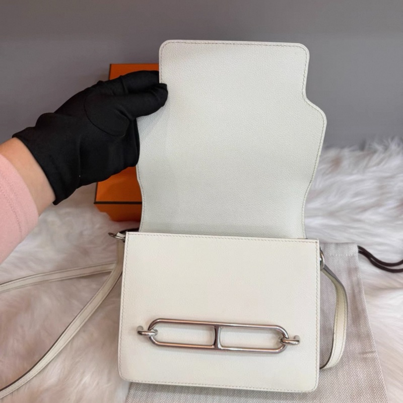 愛馬仕 豬鼻子 蘑菇白 B刻 銀扣 mini 成色99新 (23.24年購買) 全套 可以斜挎包 尺寸長18 evercolor皮-5