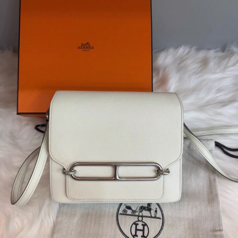 愛馬仕 豬鼻子 蘑菇白 B刻 銀扣 mini 成色99新 (23.24年購買) 全套 可以斜挎包 尺寸長18 evercolor皮-6