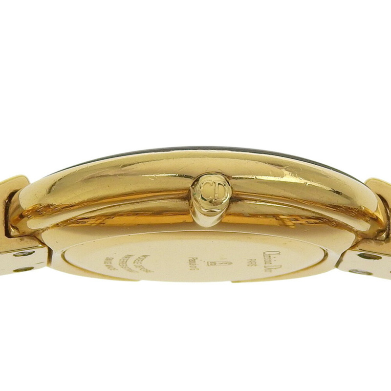 Dior Bagira 47 152-2 鍍金石英模擬顯示黑色錶盤女士腕錶-5