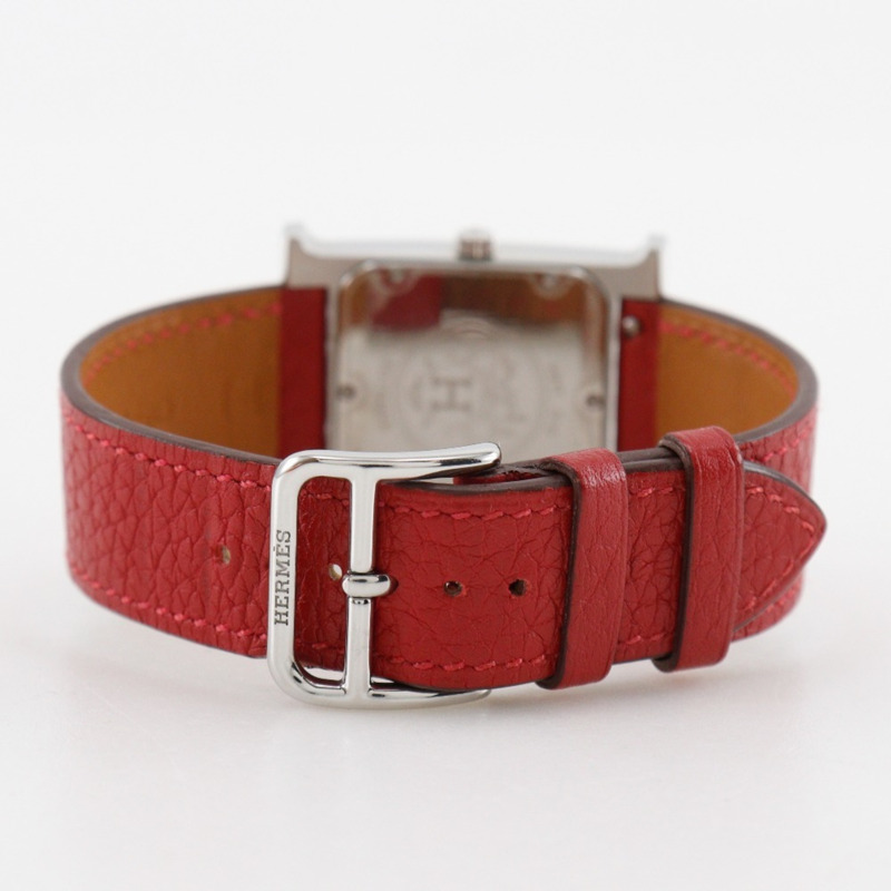 愛馬仕H系列腕錶，11鑽，型號HH1.510，精鋼錶殼搭配皮革錶帶，2014年款，石英機芯，指針式顯示，白色錶盤，女士腕錶-3