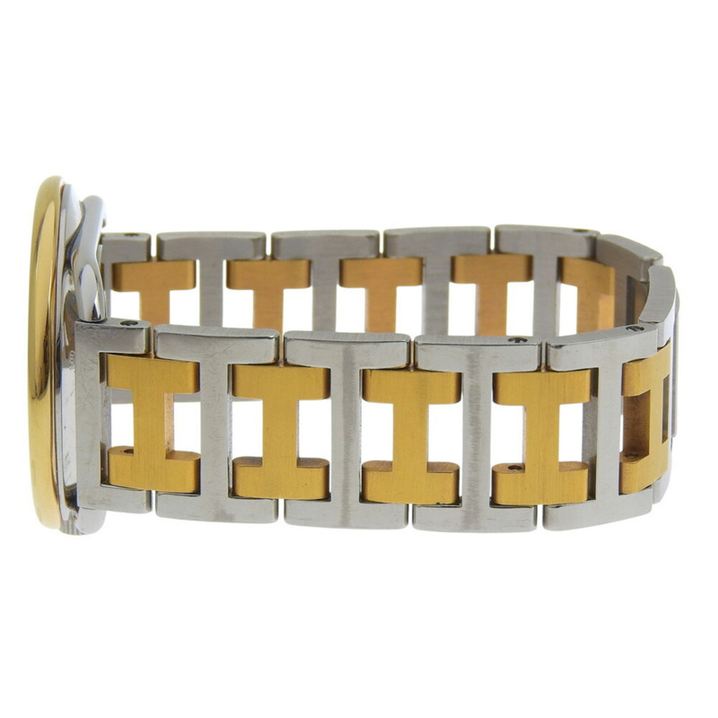 愛馬仕 Arceau 男士腕錶，不鏽鋼錶殼，鍍金銀色石英機芯，指針式顯示，白色錶盤-3