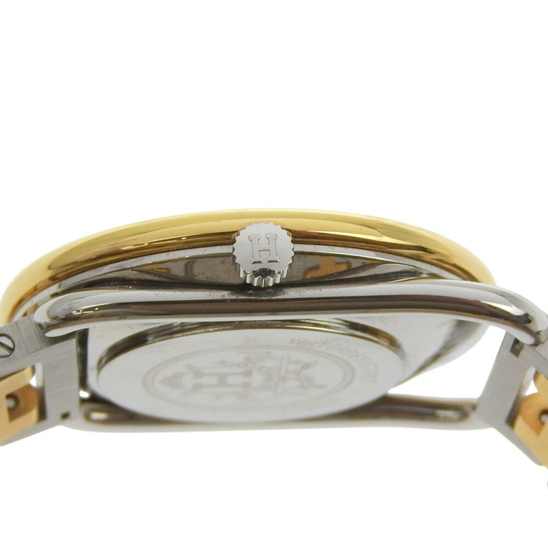 愛馬仕 Arceau 男士腕錶，不鏽鋼錶殼，鍍金銀色石英機芯，指針式顯示，白色錶盤-5