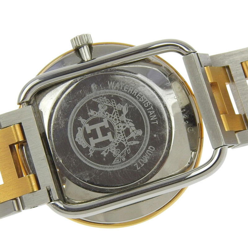 愛馬仕 Arceau 男士腕錶，不鏽鋼錶殼，鍍金銀色石英機芯，指針式顯示，白色錶盤-6