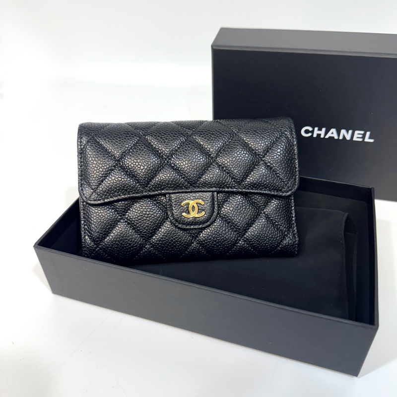 CHANEL黑金荔枝皮5卡中夾AP0232-0