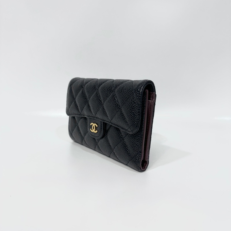 CHANEL黑金荔枝皮5卡中夾AP0232-2