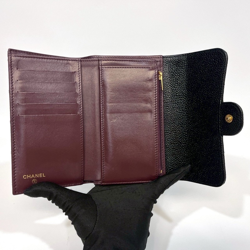 CHANEL黑金荔枝皮5卡中夾AP0232-6