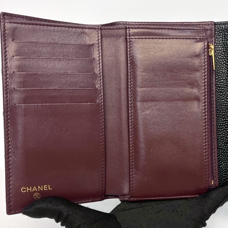CHANEL黑金荔枝皮5卡中夾AP0232-8