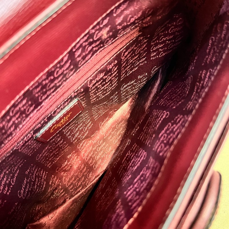 Cartier中古包波爾多紅經典轉扣肩背包-6