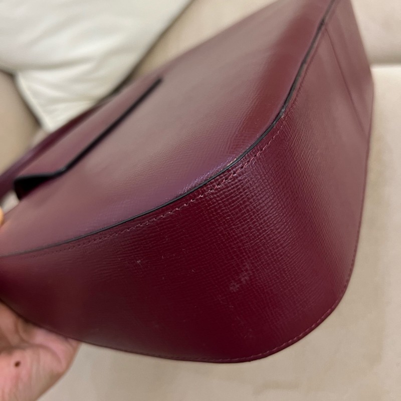 Cartier中古包波爾多紅經典轉扣肩背包-8