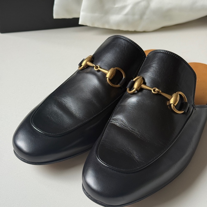 『閒置未使用』Gucci古馳經典馬銜釦穆勒拖鞋-2