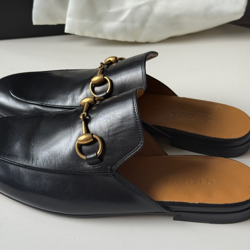 『閒置未使用』Gucci古馳經典馬銜釦穆勒拖鞋-3