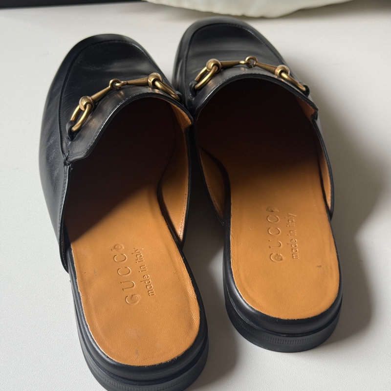 『閒置未使用』Gucci古馳經典馬銜釦穆勒拖鞋-4