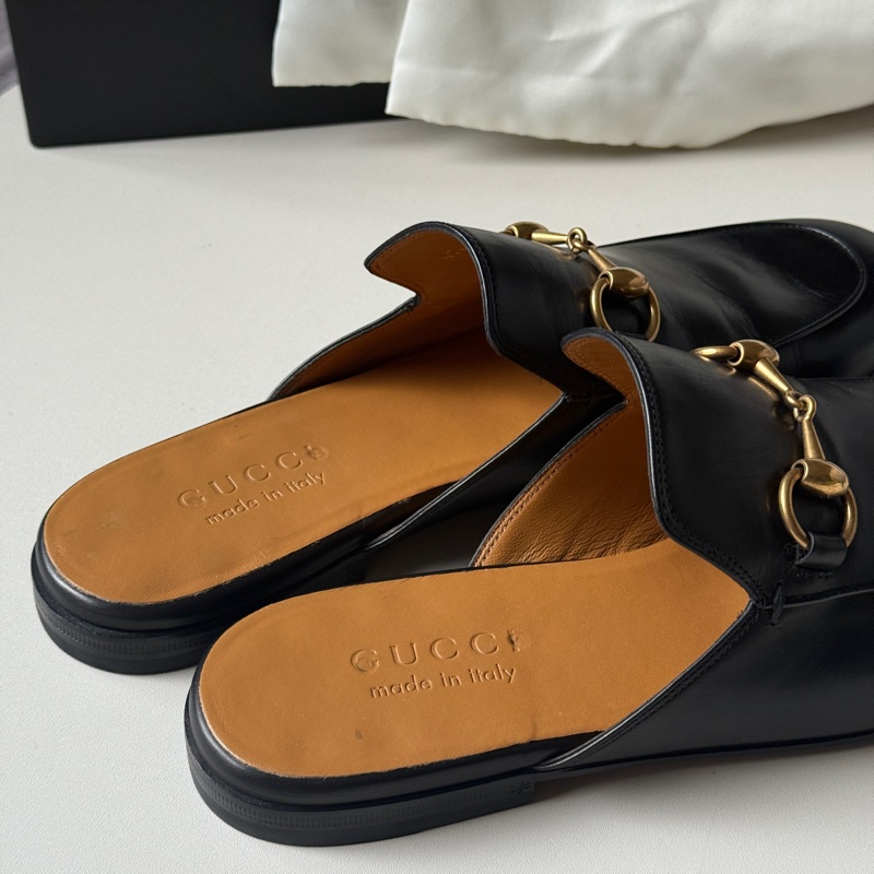 『閒置未使用』Gucci古馳經典馬銜釦穆勒拖鞋-5