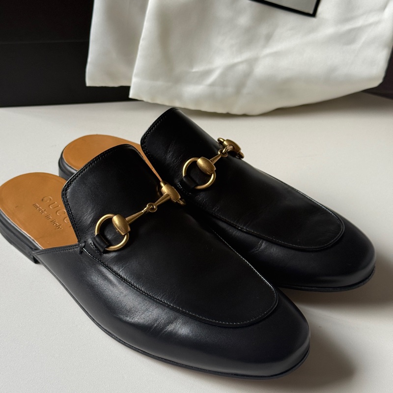 『閒置未使用』Gucci古馳經典馬銜釦穆勒拖鞋-6