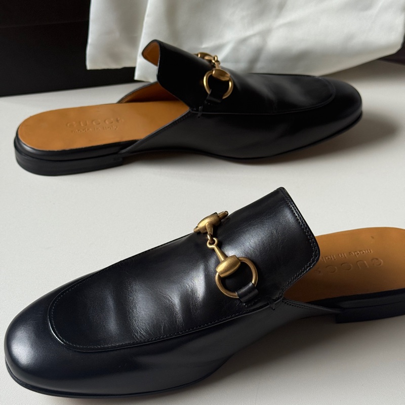 『閒置未使用』Gucci古馳經典馬銜釦穆勒拖鞋-7