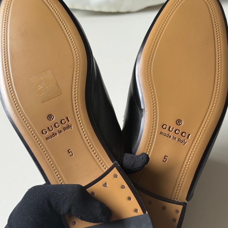 『閒置未使用』Gucci古馳經典馬銜釦穆勒拖鞋-9