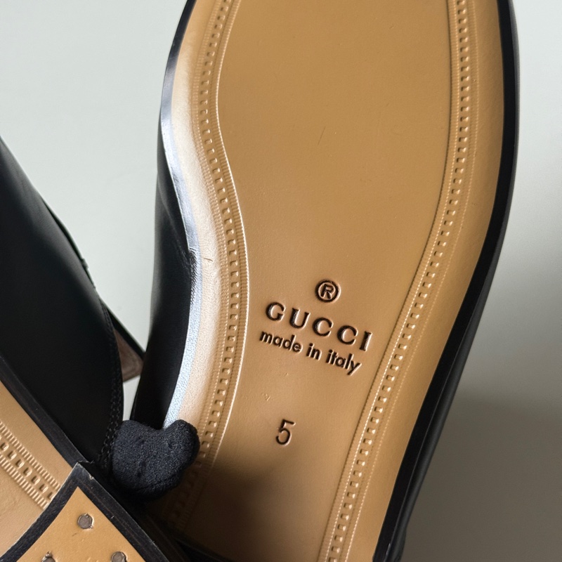 『閒置未使用』Gucci古馳經典馬銜釦穆勒拖鞋-11