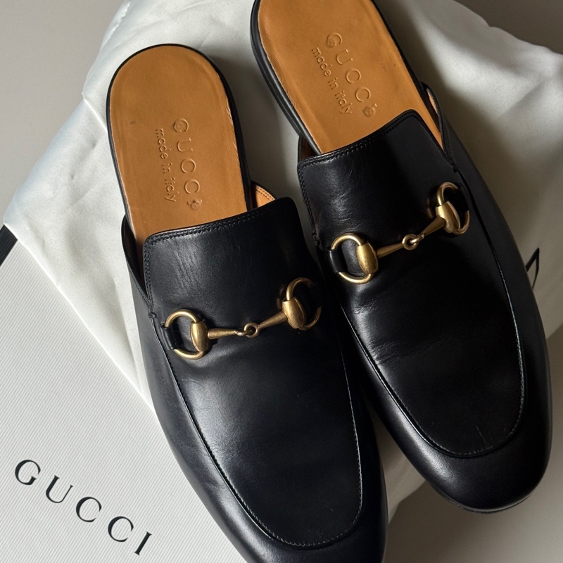 『閒置未使用』Gucci古馳經典馬銜釦穆勒拖鞋-17