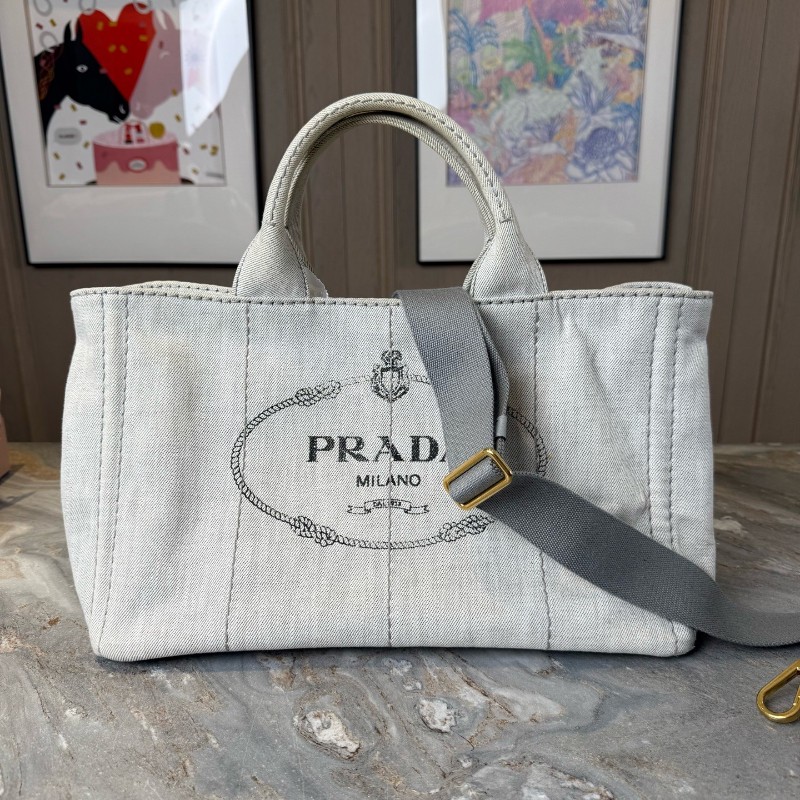 Prada 牛仔丹寧沙灘包 購物袋 中號-0