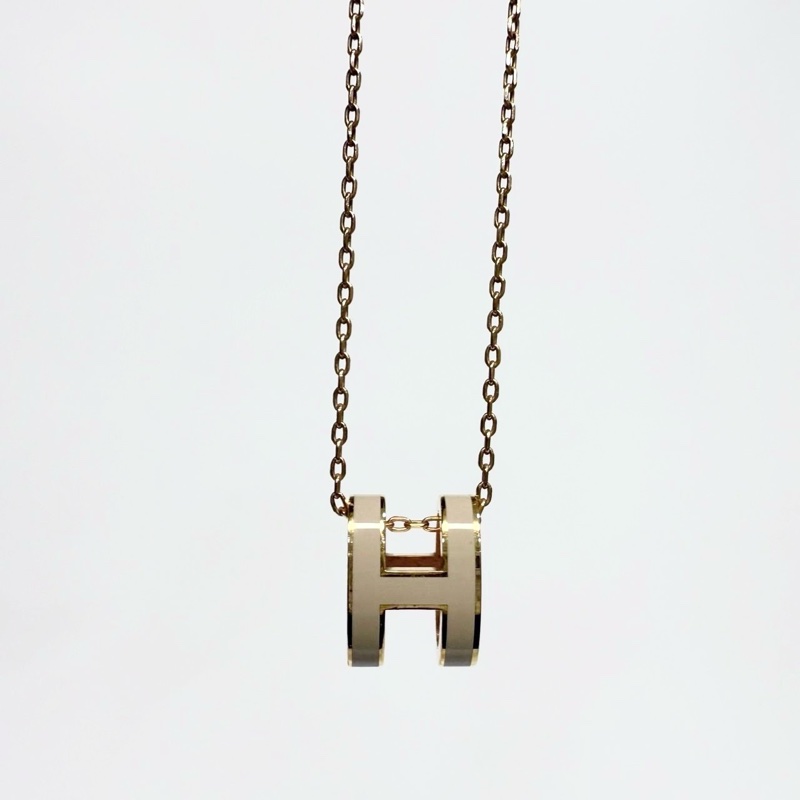 Hermers米白琺瑯大H POP項鍊-1