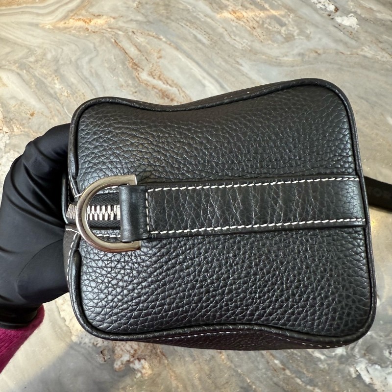 Dior 新款Lingot圓筒包 黑銀荔枝牛反走白線 斜背包-3