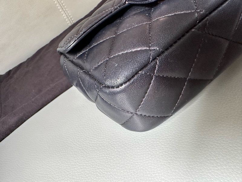 Chanel香奈兒方胖子羊皮黑金籌碼金幣鍊條包 晶片款 小號-2