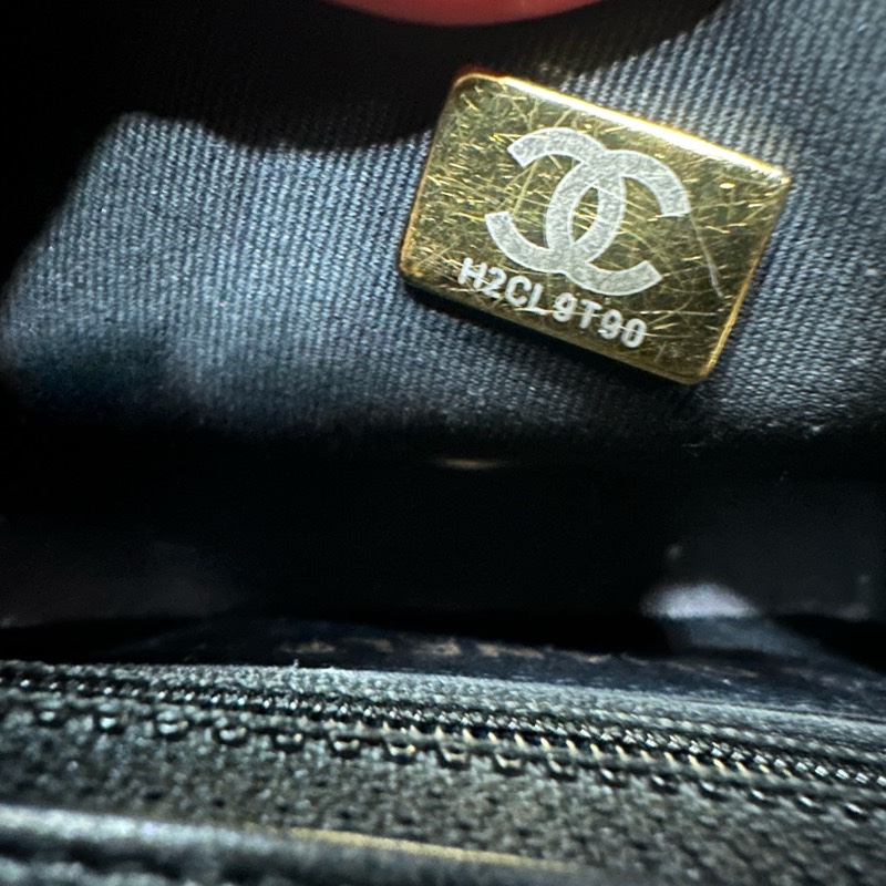 Chanel香奈兒方胖子羊皮黑金籌碼金幣鍊條包 晶片款 小號-10