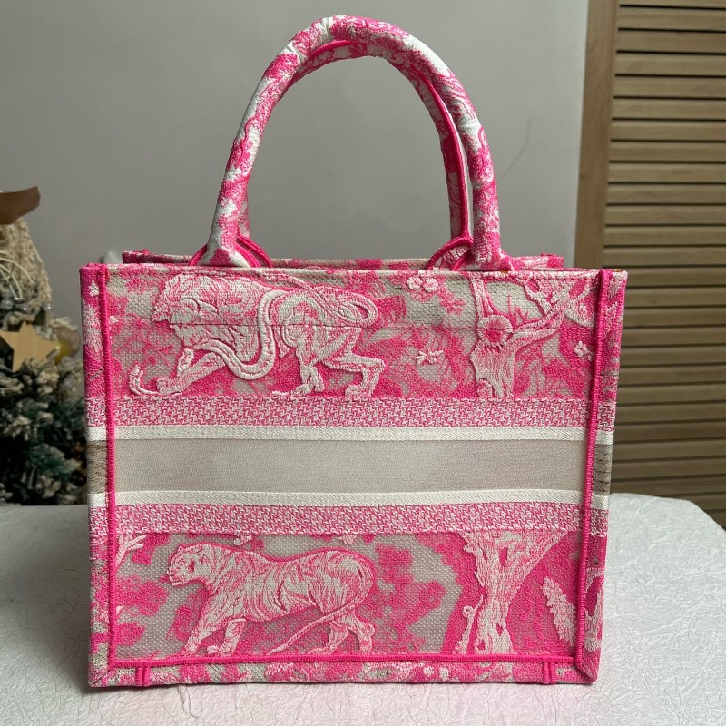 Dior 粉色book tote刺繡動物園托特包 小號-1