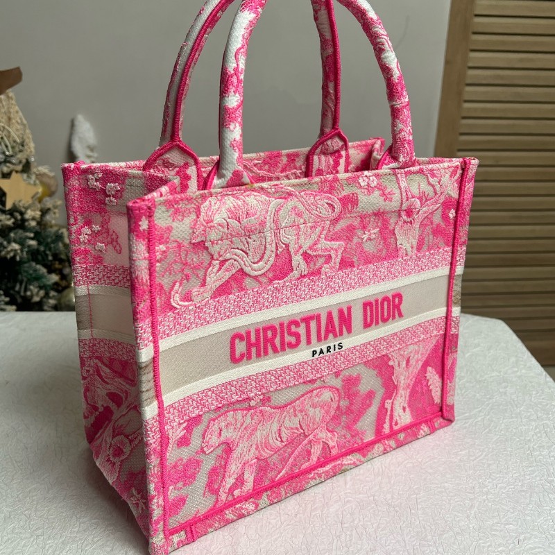 Dior 粉色book tote刺繡動物園托特包 小號-2