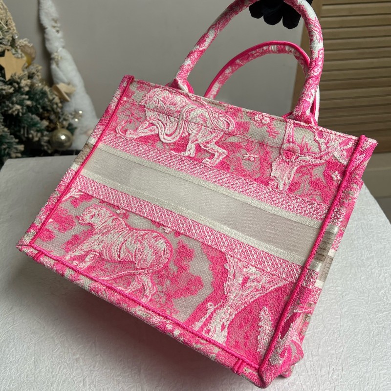 Dior 粉色book tote刺繡動物園托特包 小號-4