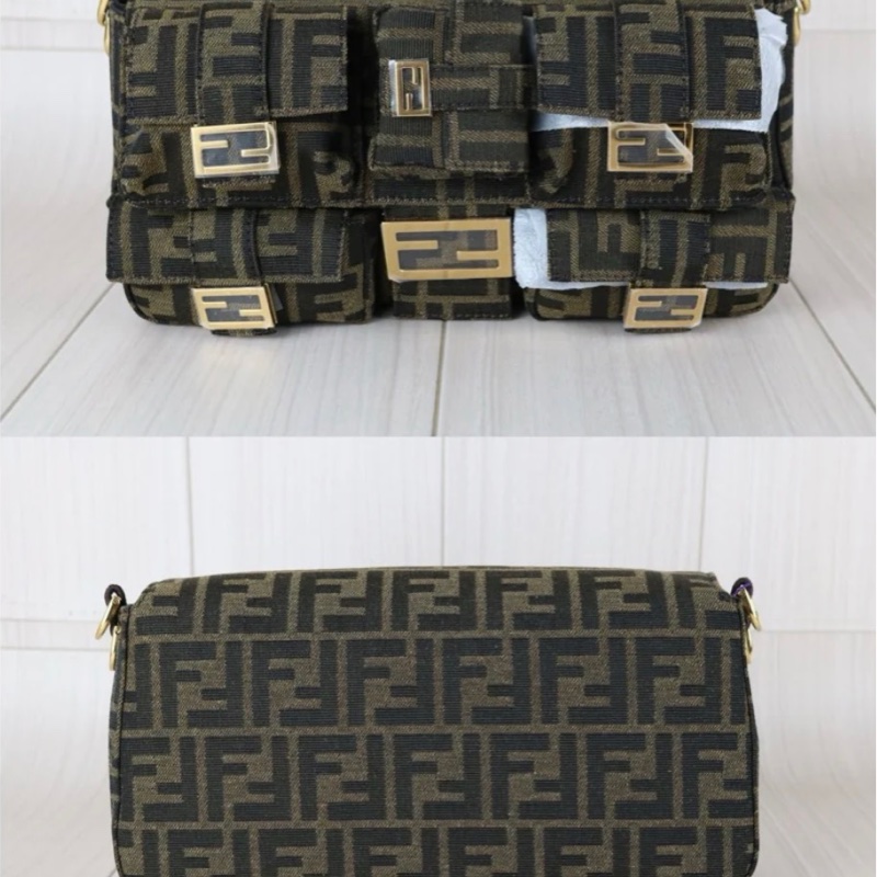 「JL精品代購」極新 FENDI baguette秀款多口袋法棍包-3