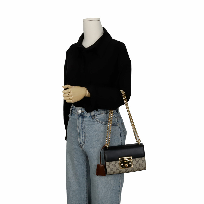 【包稅】GUCCI 帶鎖小鏈條單肩斜背包 409487-12