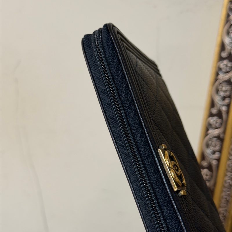 #98新閒置 #配件齊全 #櫃上新款近6️⃣萬 香奈兒深藍荔枝皮Leboy長夾-13