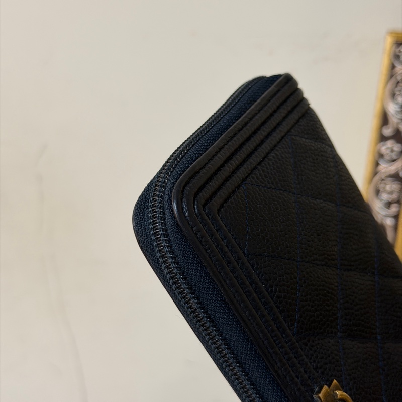 #98新閒置 #配件齊全 #櫃上新款近6️⃣萬 香奈兒深藍荔枝皮Leboy長夾-16