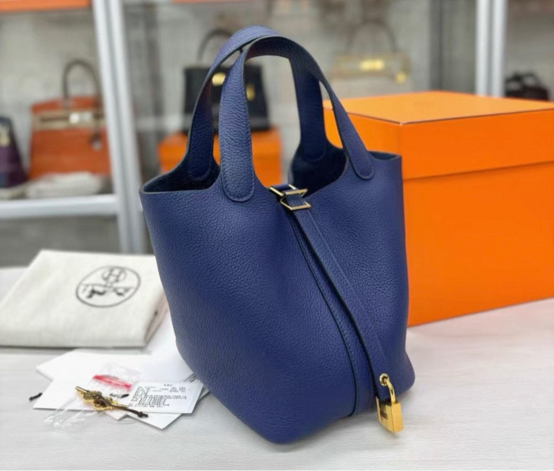 有購證🩷 Hermes 寶石藍金扣18菜籃子，U刻，TM皮，成色非常好-0