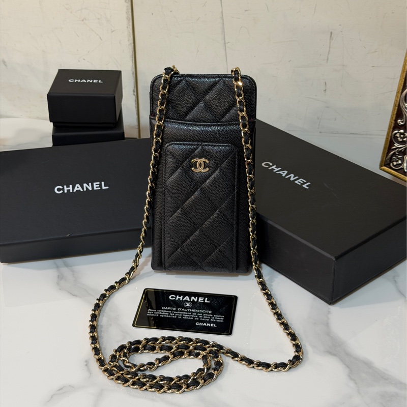 #全新全配 #超稀有釋出 香奈兒黑金荔枝皮斜挎手機包 #多功能超時尚-6