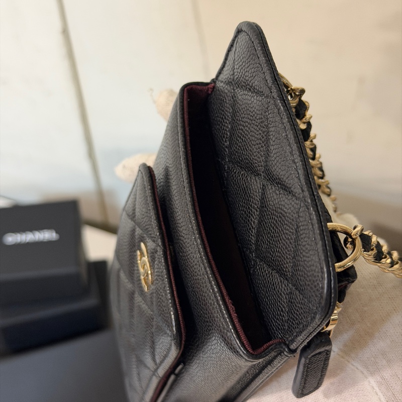 #全新全配 #超稀有釋出 香奈兒黑金荔枝皮斜挎手機包 #多功能超時尚-9