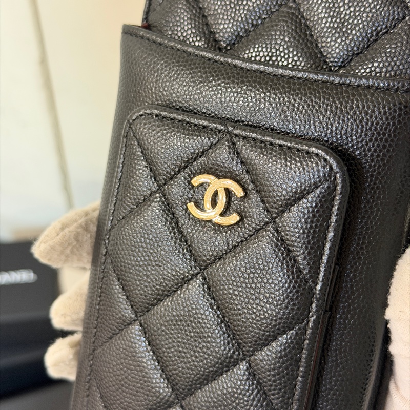 #全新全配 #超稀有釋出 香奈兒黑金荔枝皮斜挎手機包 #多功能超時尚-10