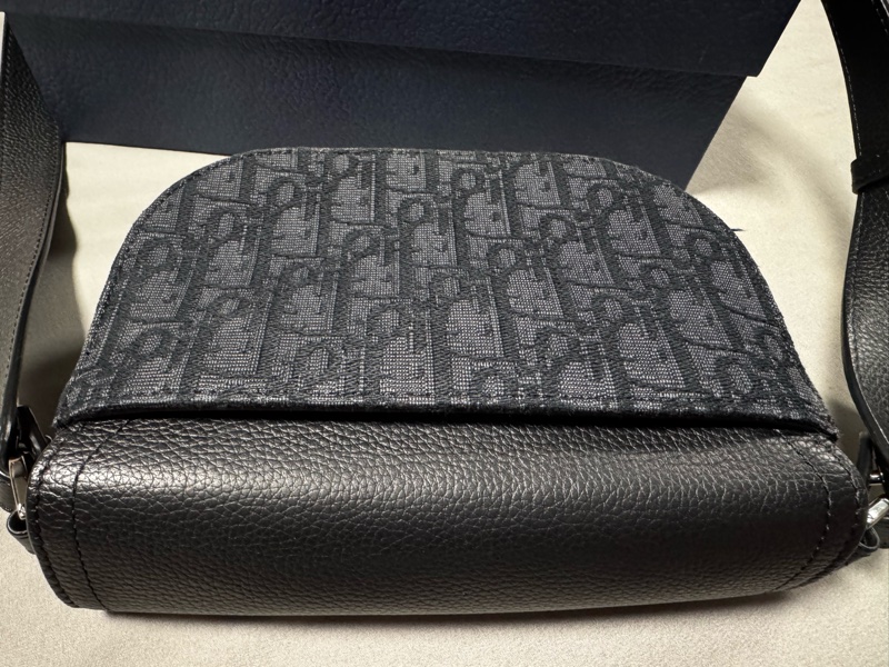 Saddle 迷你翻蓋郵差包 黑色 Dior Oblique 緹花和黑色粒面小牛皮-3