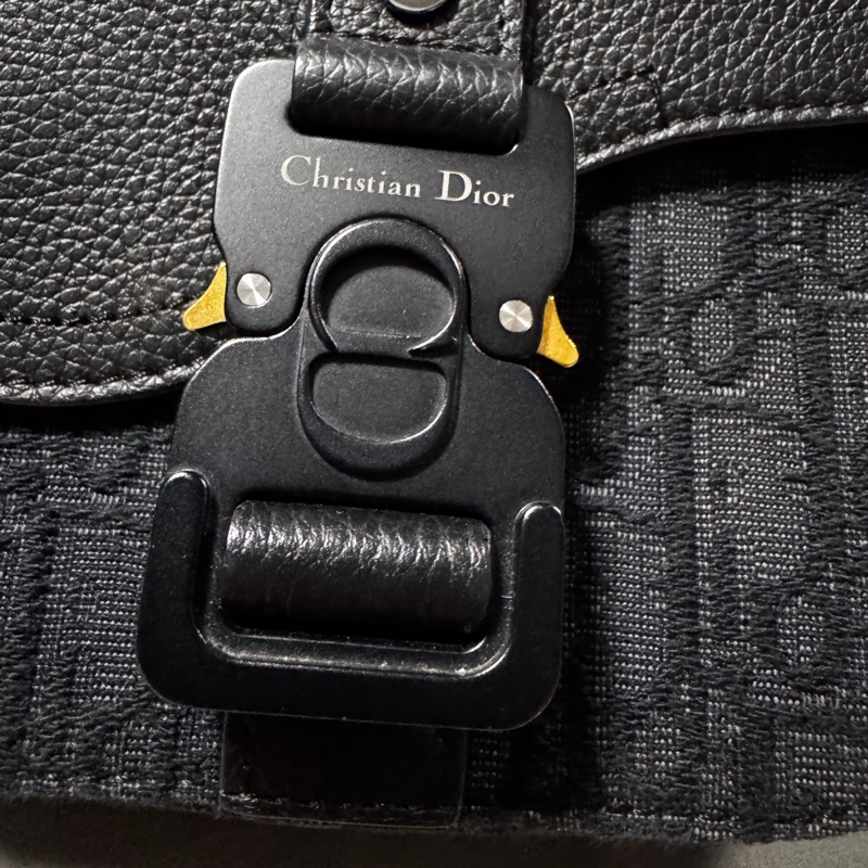 Saddle 迷你翻蓋郵差包 黑色 Dior Oblique 緹花和黑色粒面小牛皮-9
