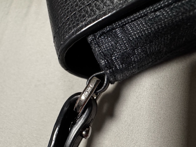Saddle 迷你翻蓋郵差包 黑色 Dior Oblique 緹花和黑色粒面小牛皮-10