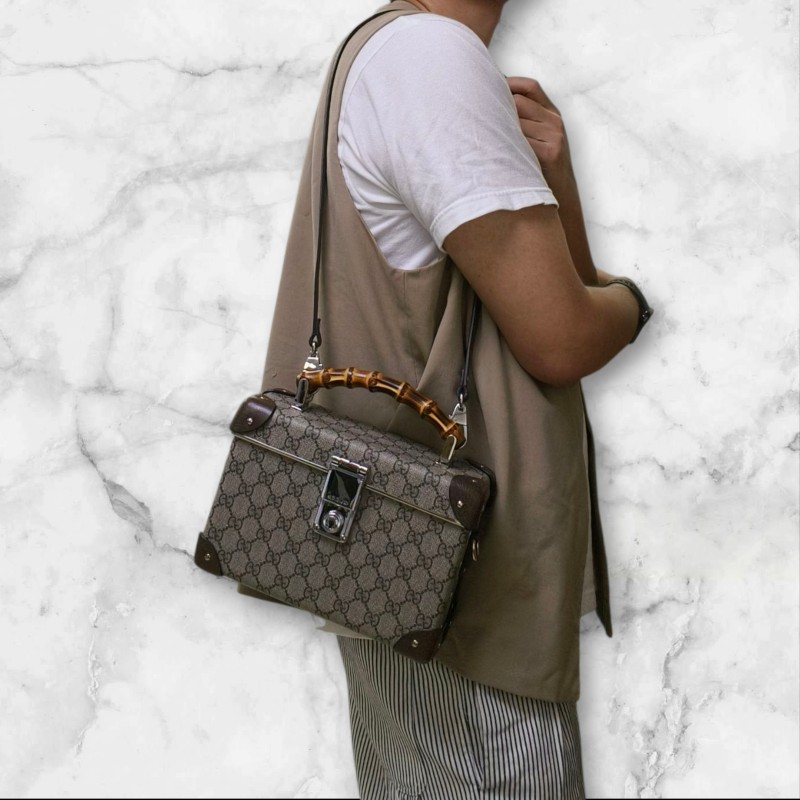 🔥年終狂降🔥【限時降價只到12/31（原58,800）】【9成新】㊣✨GUCCI✨（附防塵袋）古馳 Globe-Trotter 竹節 箱包 老花 硬殼 壓釦 肩背包 斜背包/雙G/二手包/保證正品🌳二手樹屋🌳-41