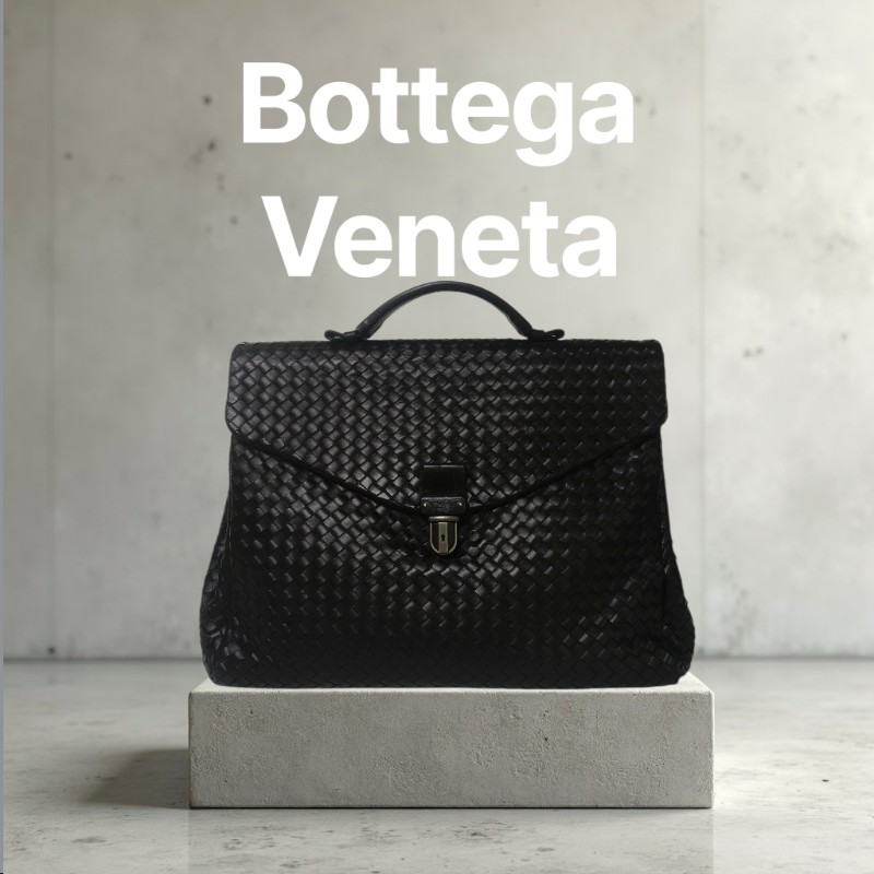 🔥年終狂降🔥【限時降價只到12/31】【8成新】㊣✨Bottega Veneta ✨寶緹嘉 BV 黑色 羊皮 編織 通勤 手提包 公事包 文件包 筆電包 /二手包/二手精品/保證正品🌳二手樹屋🌳-0
