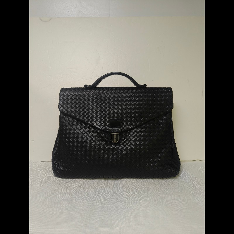 🔥年終狂降🔥【限時降價只到12/31】【8成新】㊣✨Bottega Veneta ✨寶緹嘉 BV 黑色 羊皮 編織 通勤 手提包 公事包 文件包 筆電包 /二手包/二手精品/保證正品🌳二手樹屋🌳-1