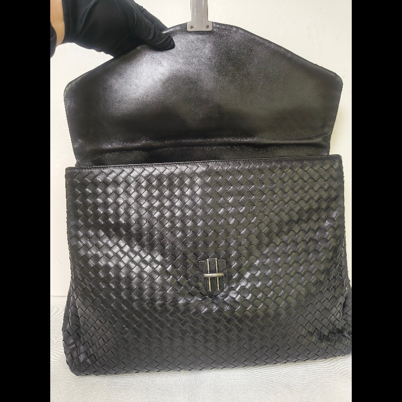 🔥年終狂降🔥【限時降價只到12/31】【8成新】㊣✨Bottega Veneta ✨寶緹嘉 BV 黑色 羊皮 編織 通勤 手提包 公事包 文件包 筆電包 /二手包/二手精品/保證正品🌳二手樹屋🌳-33