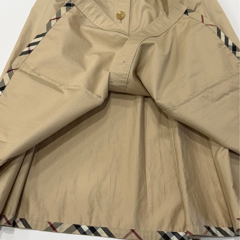 Burberry 倫敦 卡其牛革腰帶格紋洋裝-7