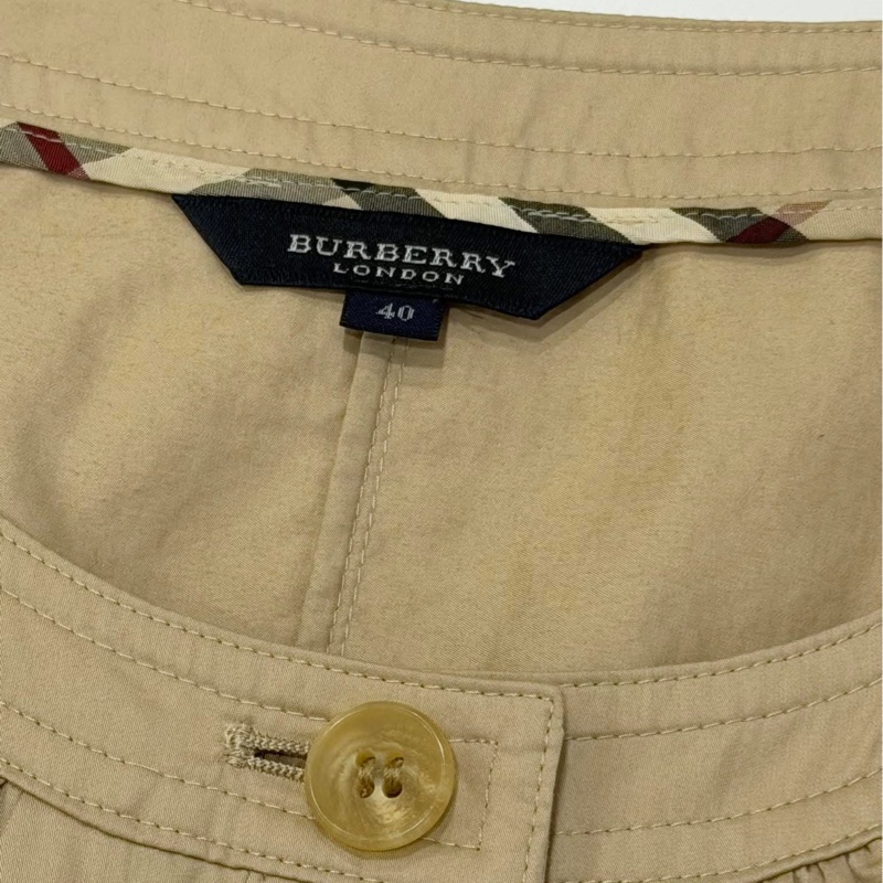 Burberry 倫敦 卡其牛革腰帶格紋洋裝-8